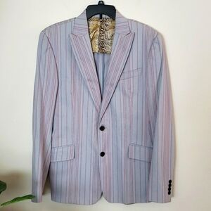 Just Cavalli double button purple striped balzer, men's suit jacket. Men's 42